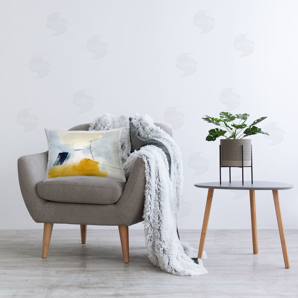 Victoria Barnes Abstract Paint Yellow Accent Printed Plush Polyester Throw Pillow On Chair