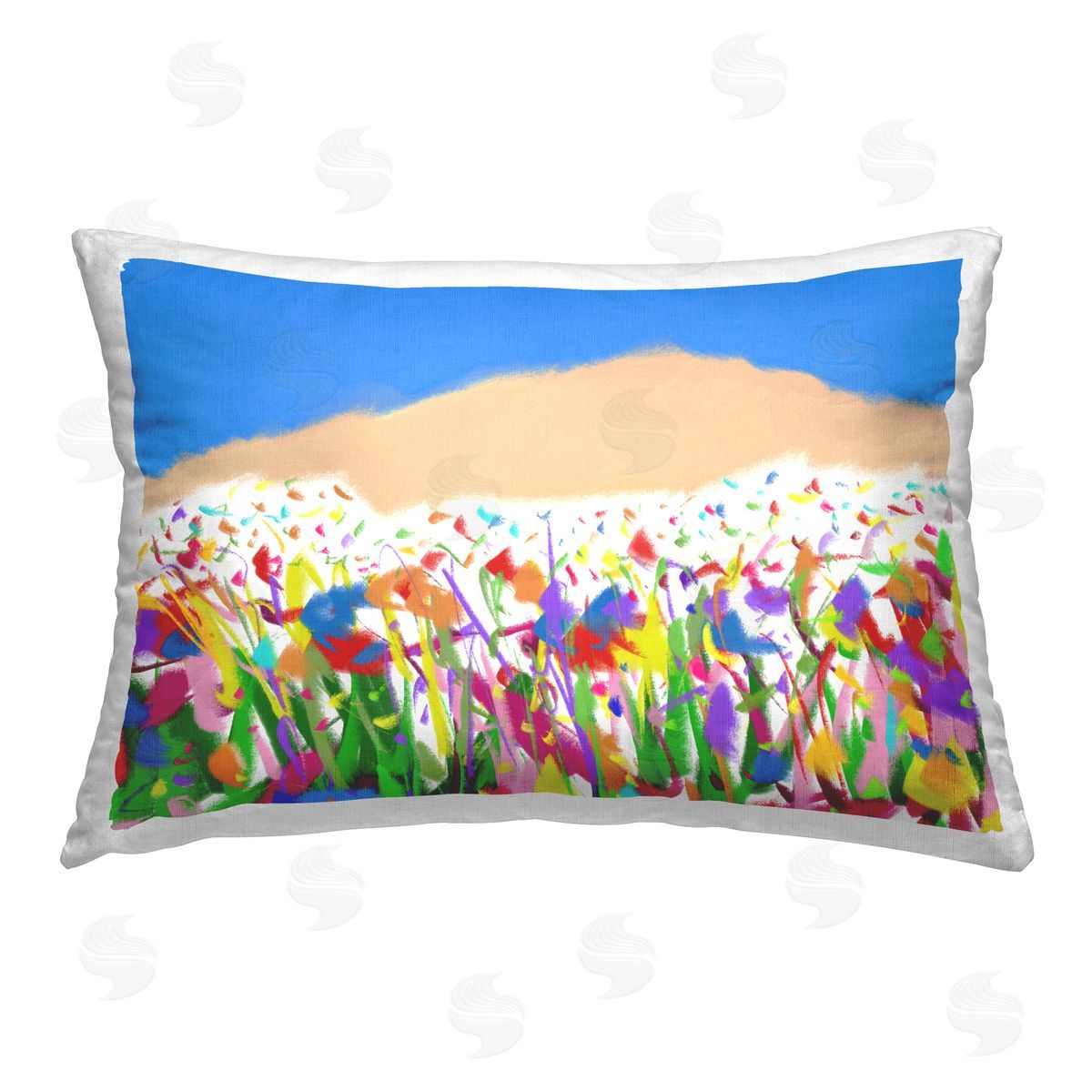 Bellassai Art Joyful Landscape Abstraction Printed Plush Polyester Throw Pillow