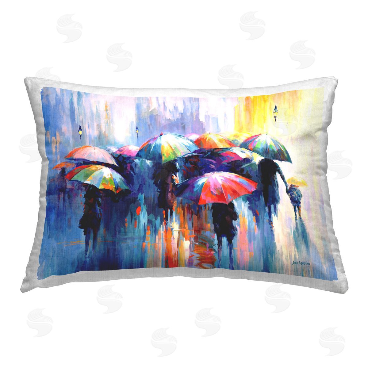 Leon Devenice Memories Beneath Rain Printed Plush Polyester Throw Pillow