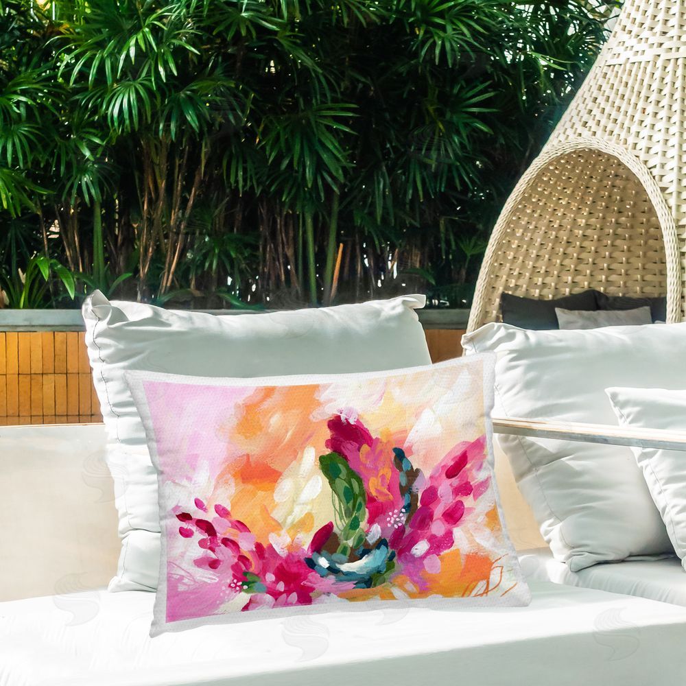 Lisa Nohren Tropical Punch Abstraction Outdoor Quick-Dry Polyester Printed Throw Pillow in Back Yard