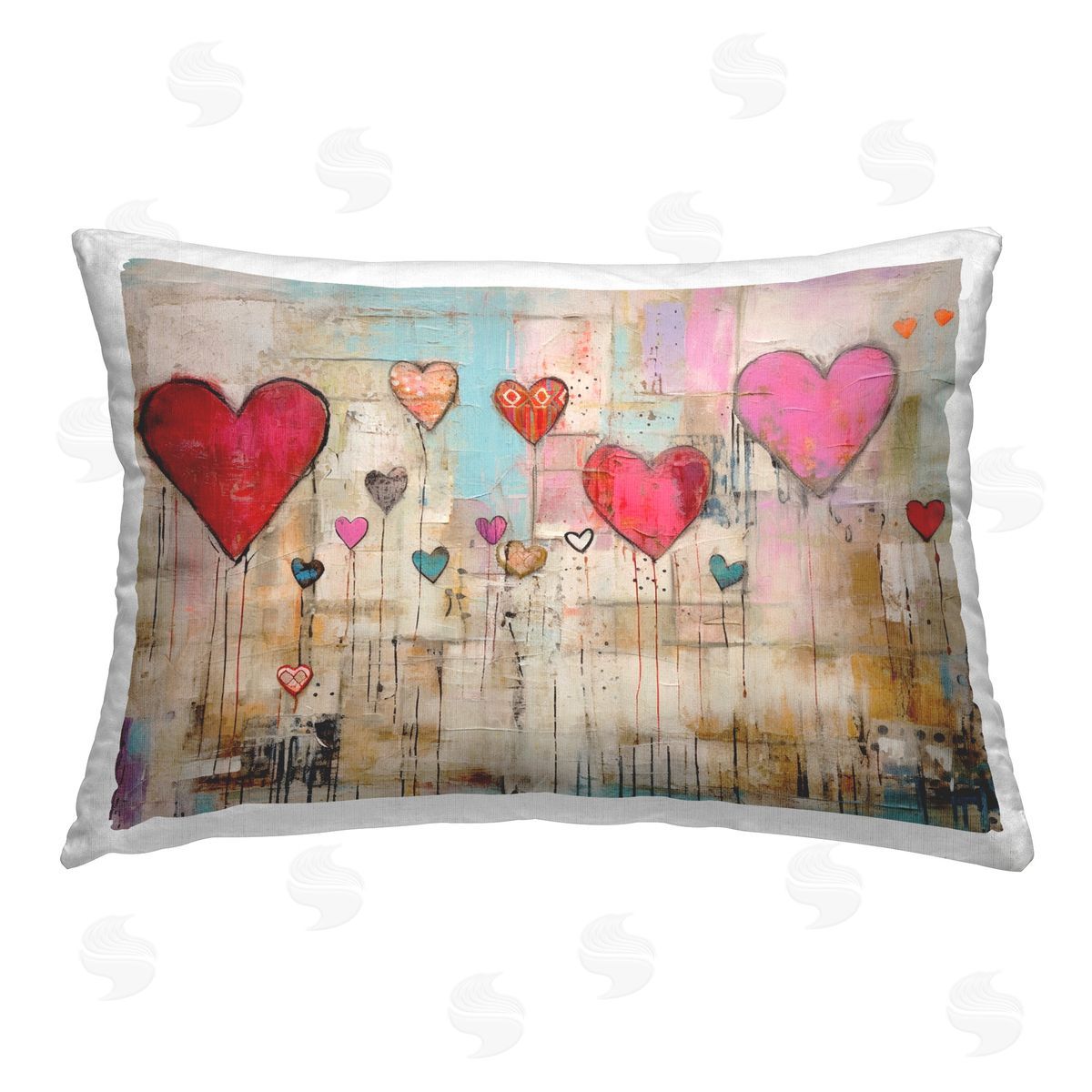 LSR Design Studio Modern Floating Hearts Printed Plush Polyester Throw Pillow