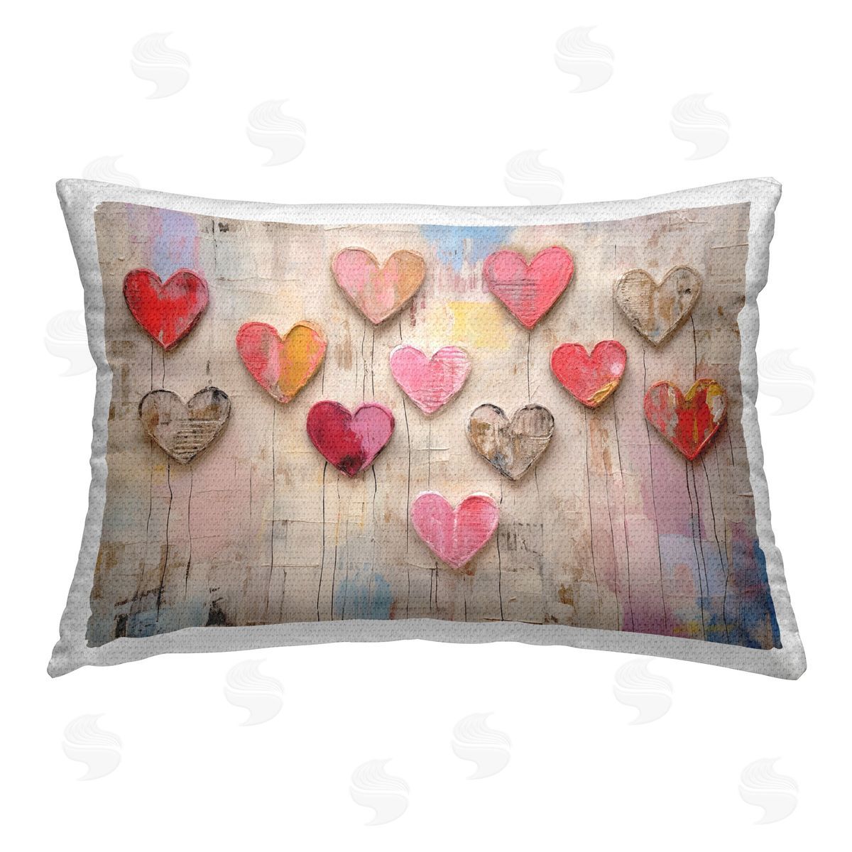 LSR Design Studio Playful Love Hearts Collage Outdoor Quick-Dry Polyester Printed Throw Pillow