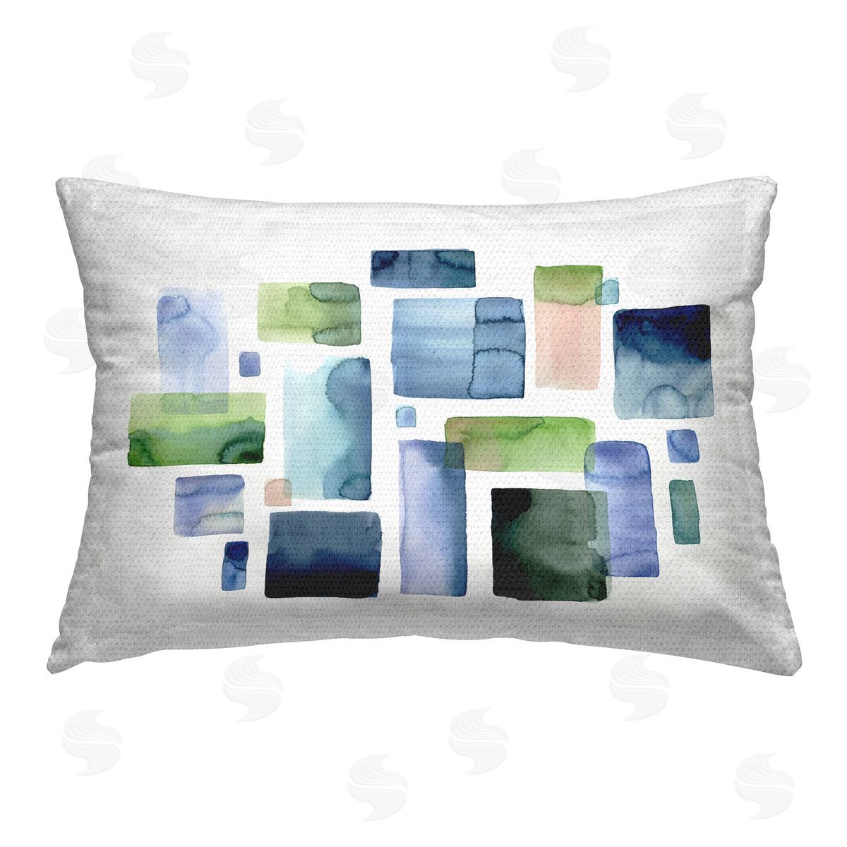 Stephanie Ryan Asymmetrical Watercolor Shapes Outdoor Quick-Dry Polyester Printed Throw Pillow