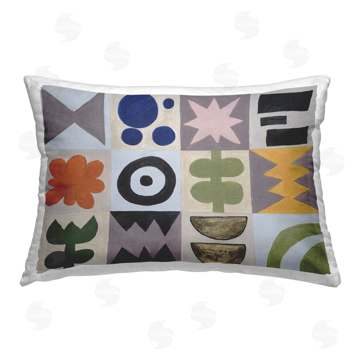 Michael Willett Contemporary Tulips & Shapes Printed Plush Polyester Throw Pillow
