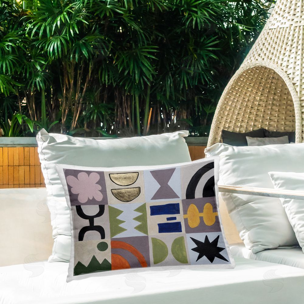 Michael Willett Contemporary Nature Patterns Outdoor Quick-Dry Polyester Printed Throw Pillow in Back Yard