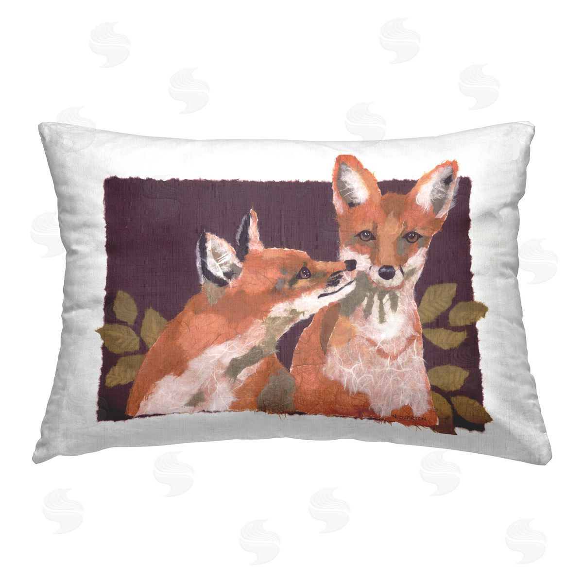 Nancy Overton Woodland Foxes & Leaves Printed Plush Polyester Throw Pillow