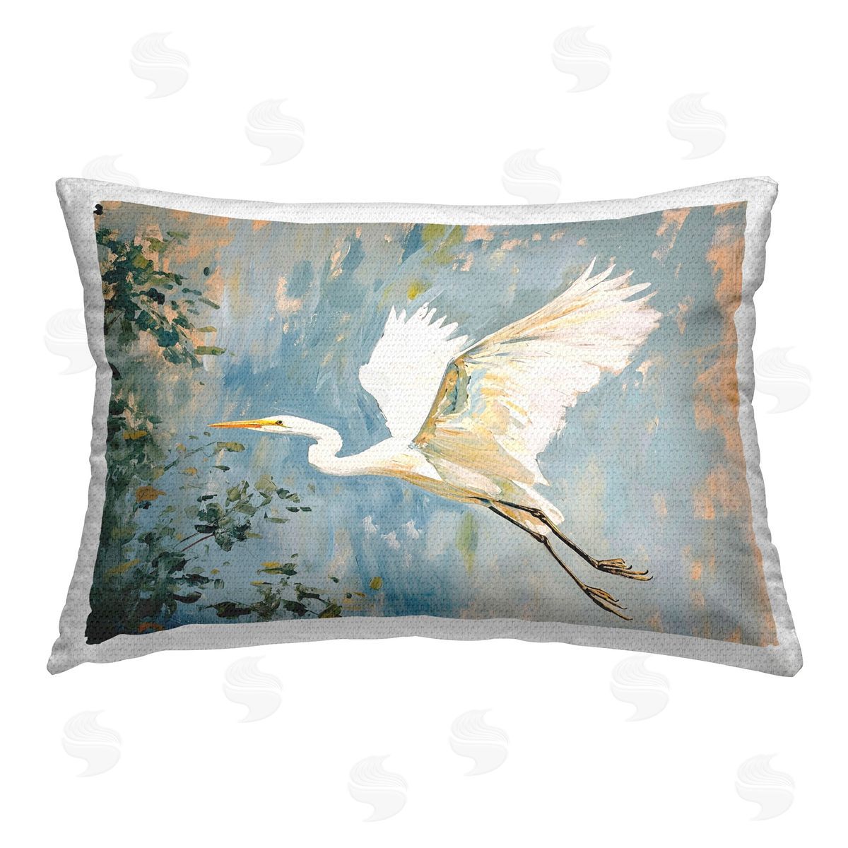 Ramona Murdock White Heron in Flight Outdoor Quick-Dry Polyester Printed Throw Pillow