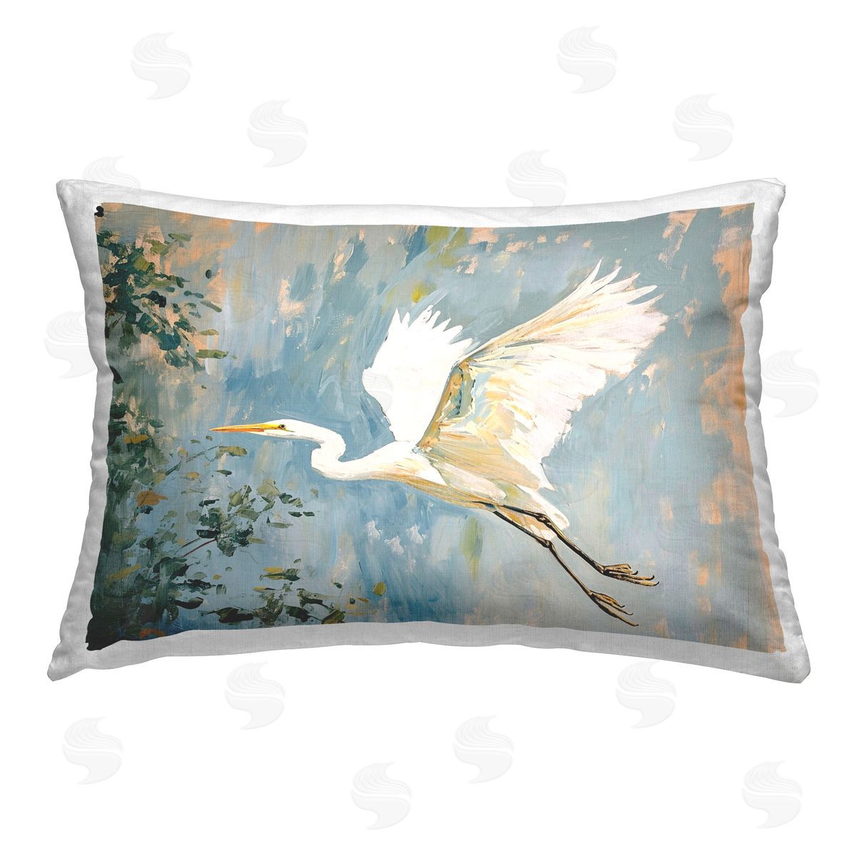 Ramona Murdock White Heron in Flight Printed Plush Polyester Throw Pillow