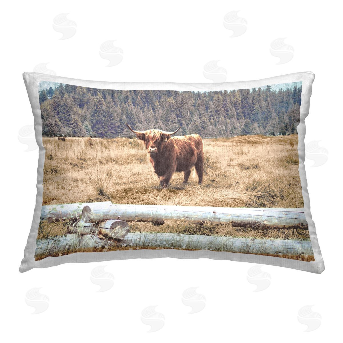Gail Peck Country Cattle with Fence Printed Plush Polyester Throw Pillow
