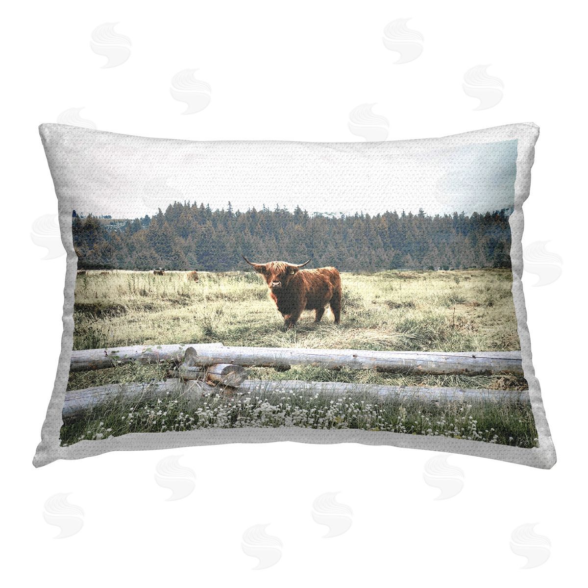 Gail Peck Cattle Overlooking Fence Outdoor Quick-Dry Polyester Printed Throw Pillow