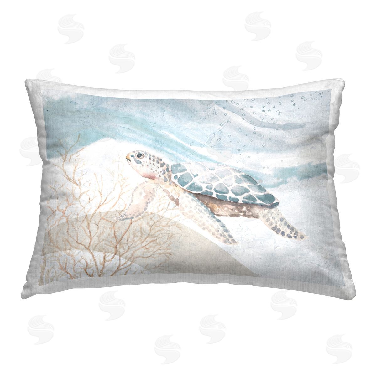 Patricia Pinto Turtle on Brushed Pattern Printed Plush Polyester Throw Pillow