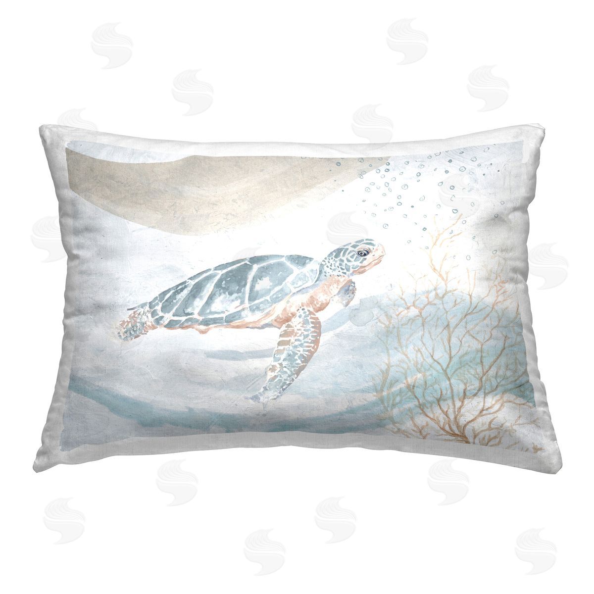Patricia Pinto Turtle Watercolor Style Printed Plush Polyester Throw Pillow