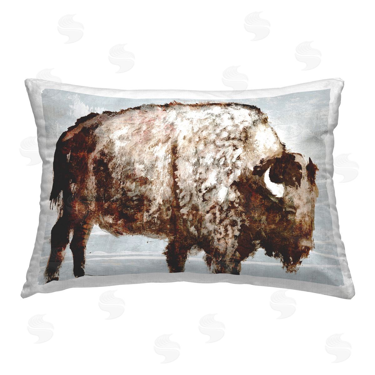 Dan Meneely Abstract Buffalo Impression Printed Plush Polyester Throw Pillow