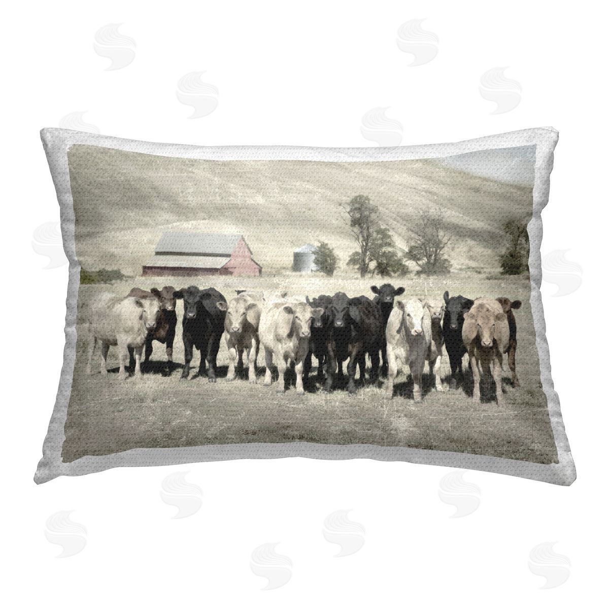 Rhonda Addison Varied Cattle on Farm Outdoor Quick-Dry Polyester Printed Throw Pillow