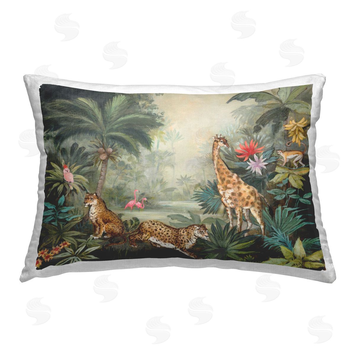 Julia Purinton Tropical Animals in Jungle Printed Plush Polyester Throw Pillow