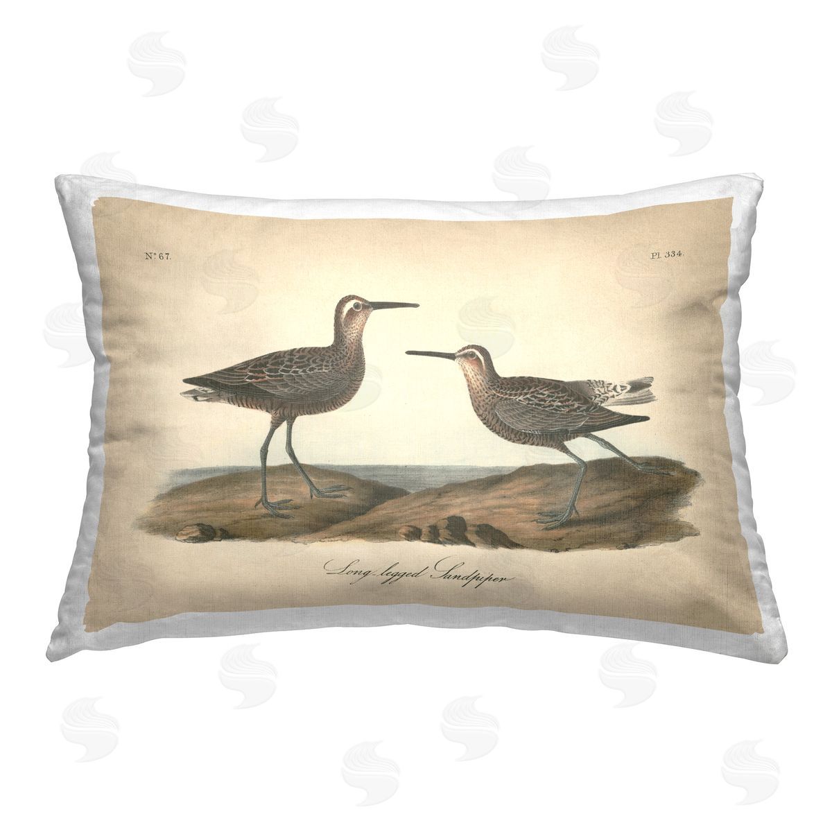Wild Apple Portfolio Long Legged Sandpiper Printed Plush Polyester Throw Pillow