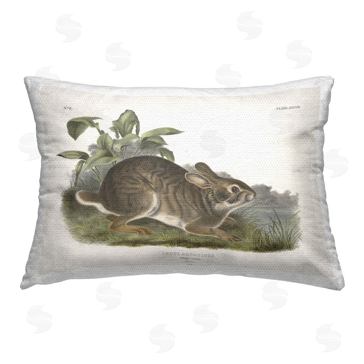 Wild Apple Portfolio Vintage Cottage Hare Outdoor Quick-Dry Polyester Printed Throw Pillow