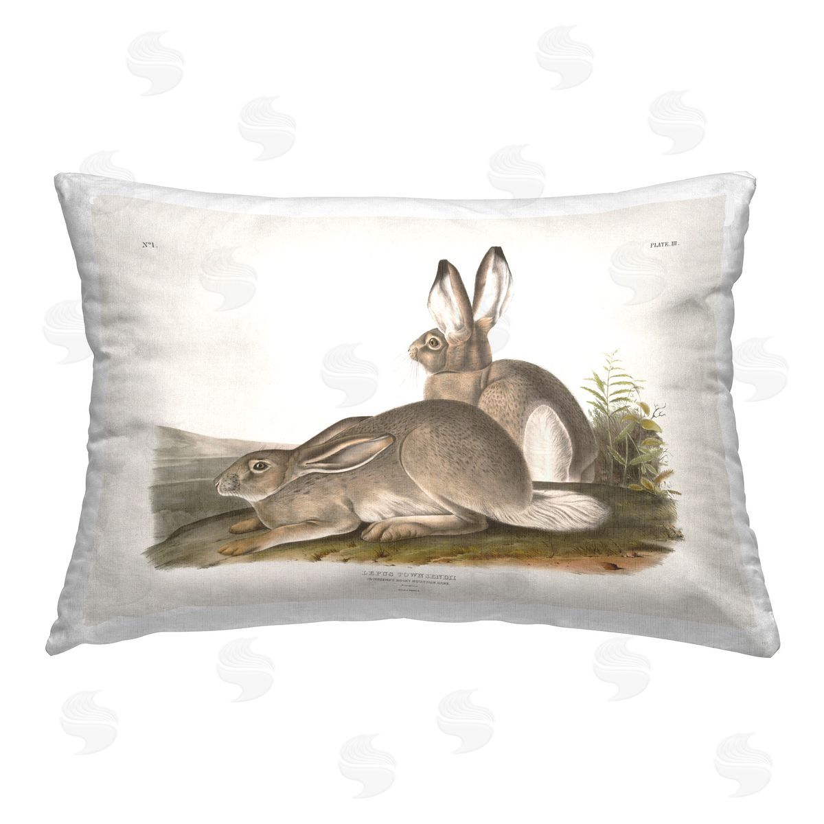 Wild Apple Portfolio Traditional Cottage Hare Printed Plush Polyester Throw Pillow