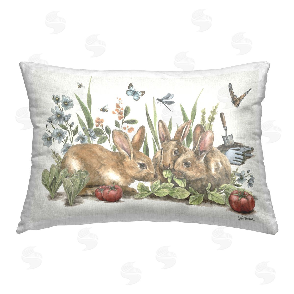 Leslie Trimbach Garden Patch Scene Printed Plush Polyester Throw Pillow