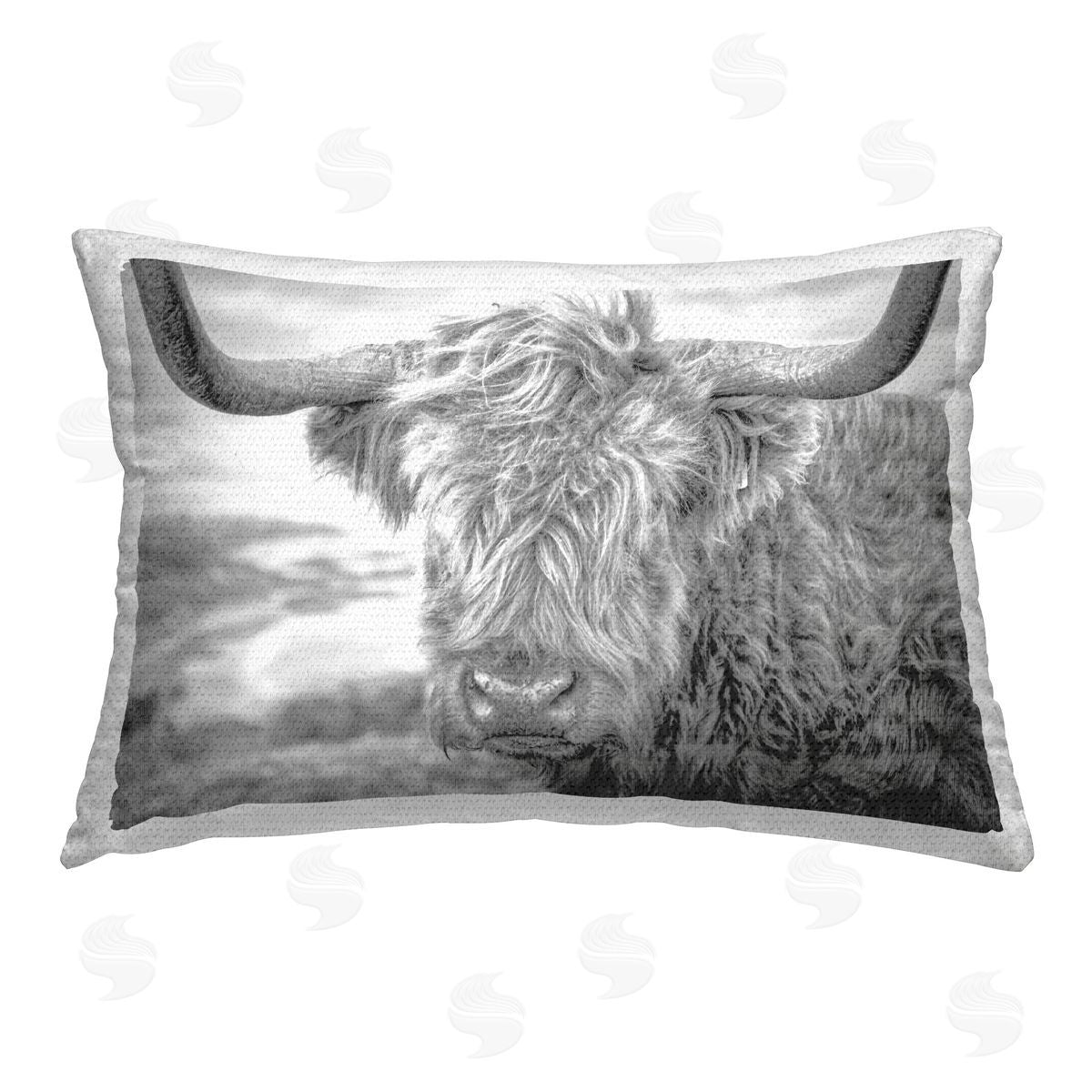 Jasper Huish Close Up Fuzzy Cattle Outdoor Quick-Dry Polyester Printed Throw Pillow