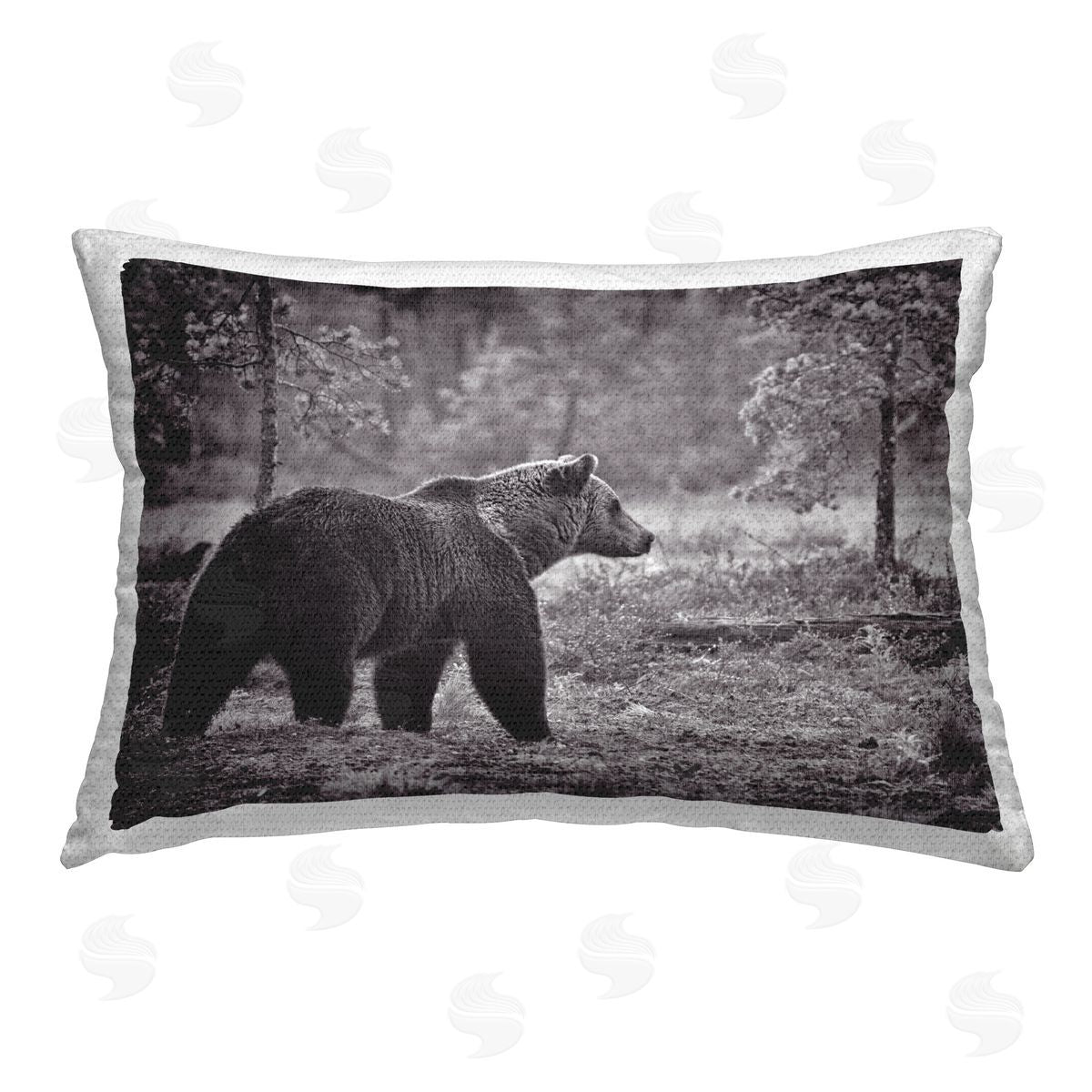 Jasper Huish Bear Stepping in Forest Outdoor Quick-Dry Polyester Printed Throw Pillow