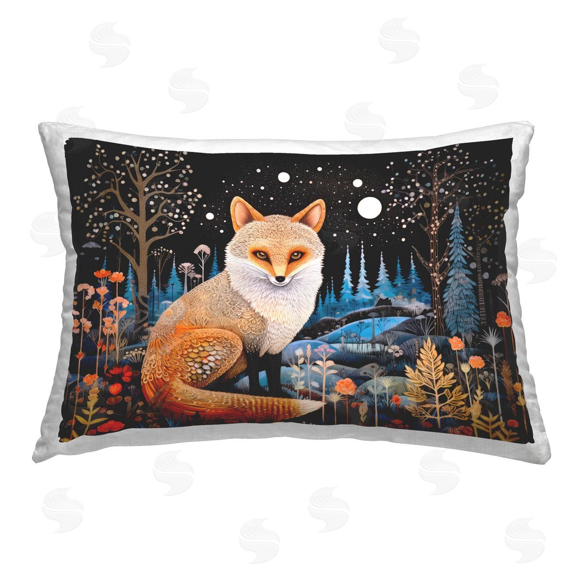 Ray Powers Forest Fox in Nature Printed Plush Polyester Throw Pillow