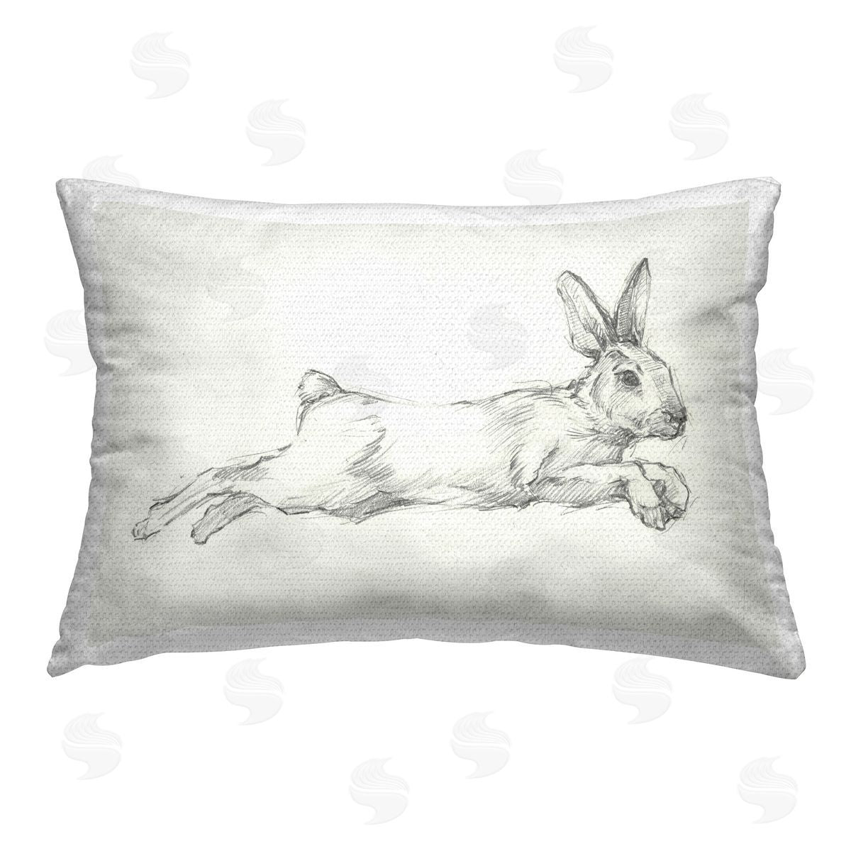 Ethan Harper Jumping Rabbit Sketch Outdoor Quick-Dry Polyester Printed Throw Pillow