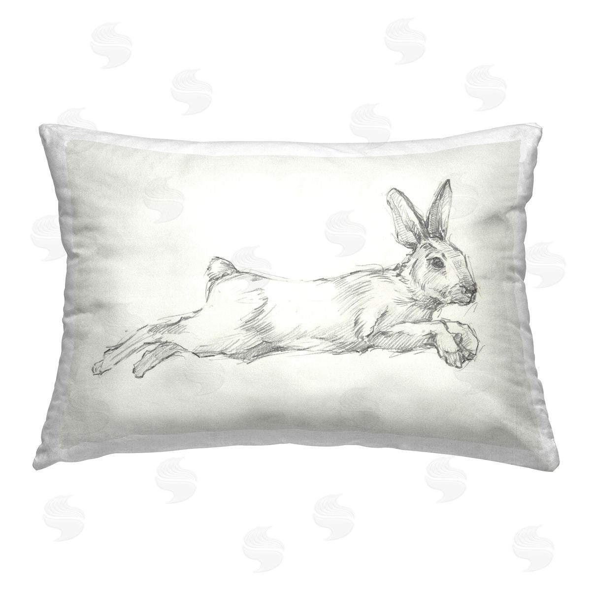 Ethan Harper Jumping Rabbit Sketch Printed Plush Polyester Throw Pillow