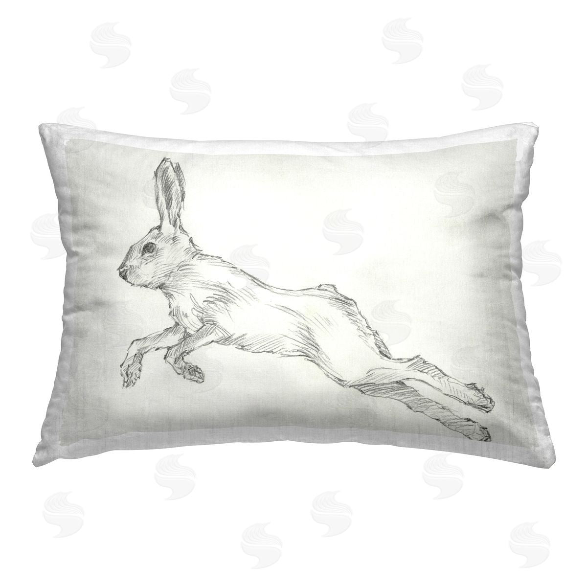 Ethan Harper Rabbit Hopping Sketch Printed Plush Polyester Throw Pillow