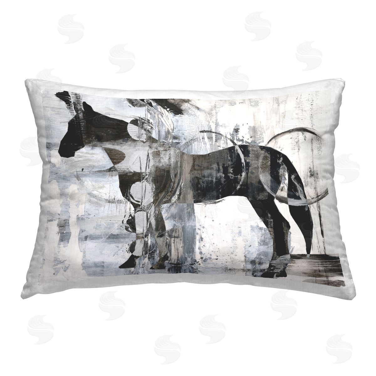 Ethan Harper Horse & Abstract Circles Printed Plush Polyester Throw Pillow