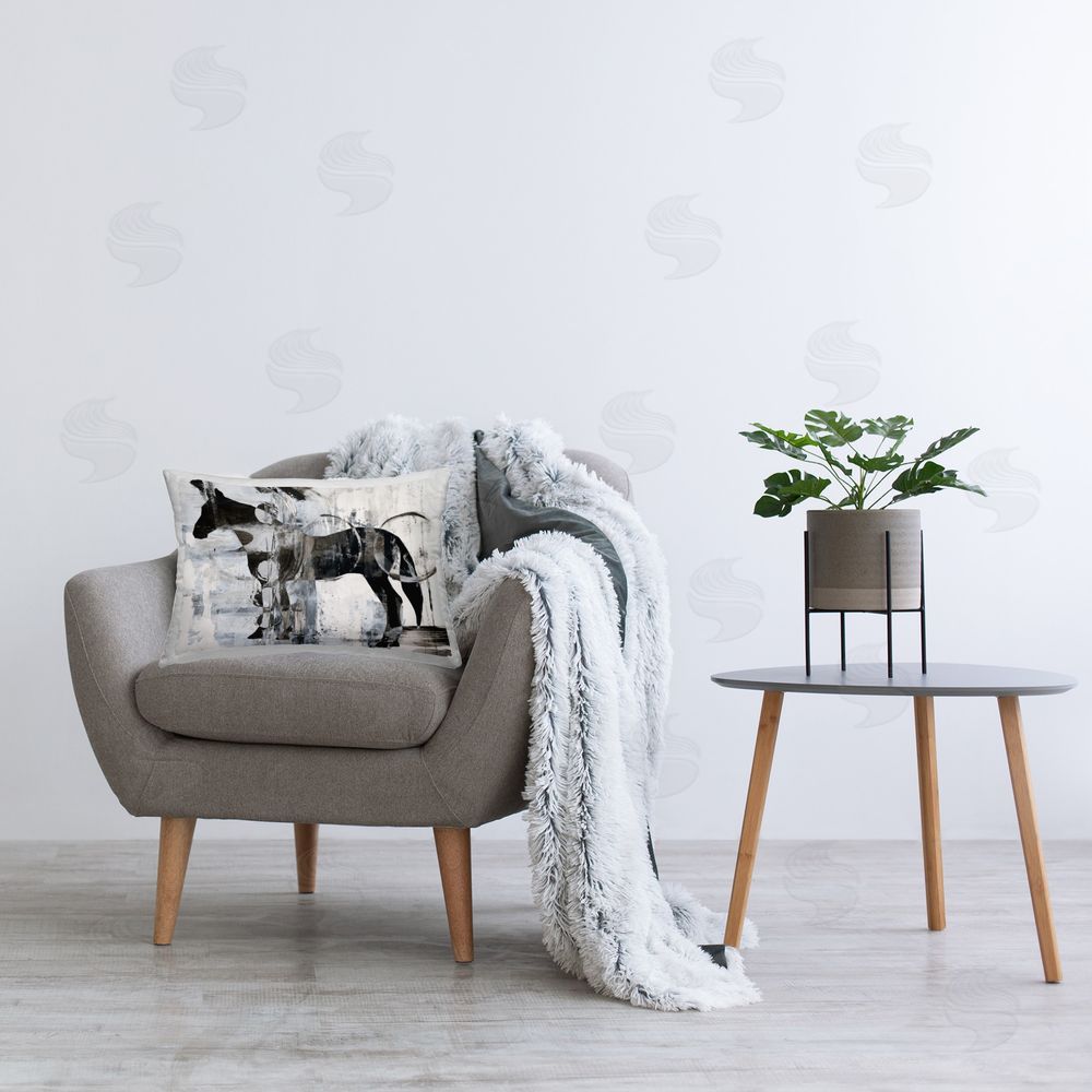 Ethan Harper Horse & Abstract Circles Printed Plush Polyester Throw Pillow On Chair