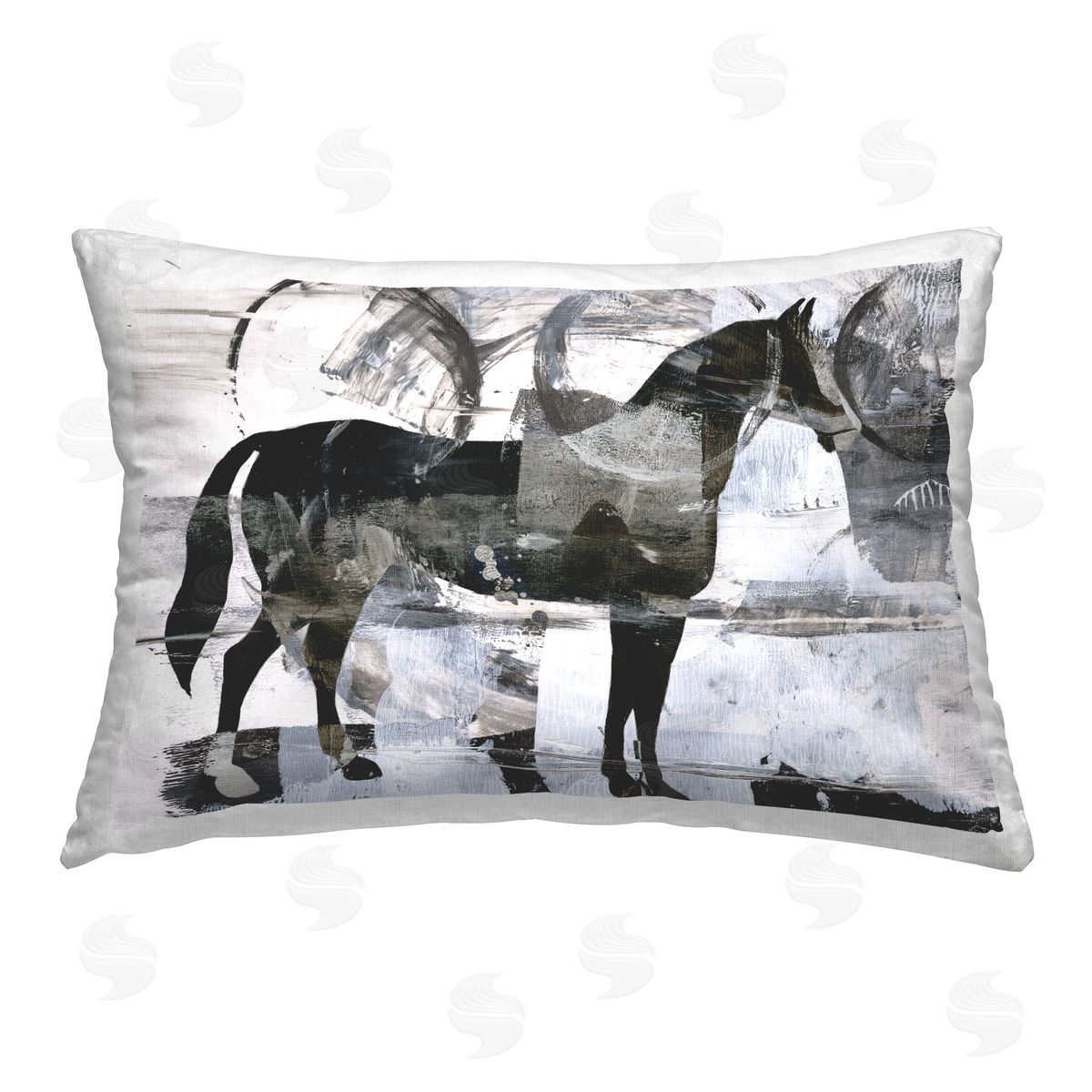 Ethan Harper Circle Pattern & Horse Printed Plush Polyester Throw Pillow