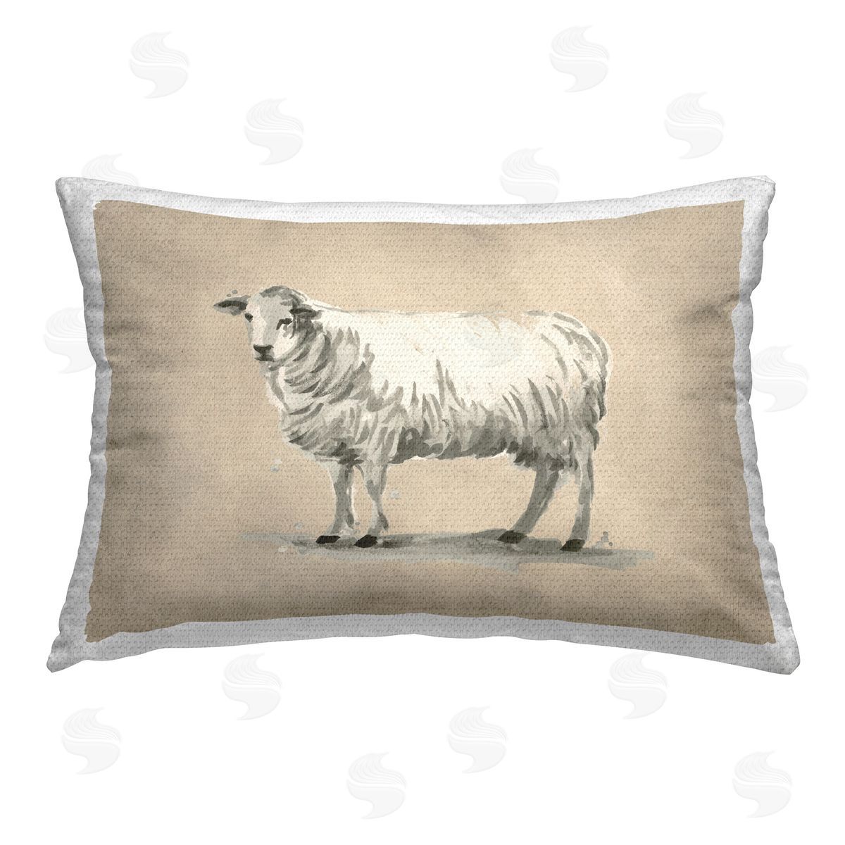 June Erica Vess Traditional Minimal Sheep Outdoor Quick-Dry Polyester Printed Throw Pillow