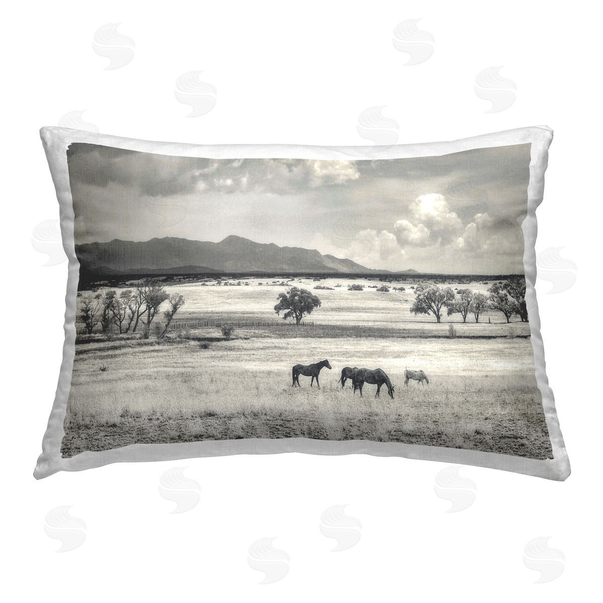 Murray Bolesta Horses Grazing Highland Printed Plush Polyester Throw Pillow