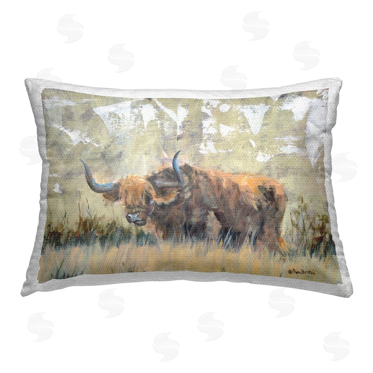 Pam Britton Rustic Patterned Longhorn Outdoor Quick-Dry Polyester Printed Throw Pillow