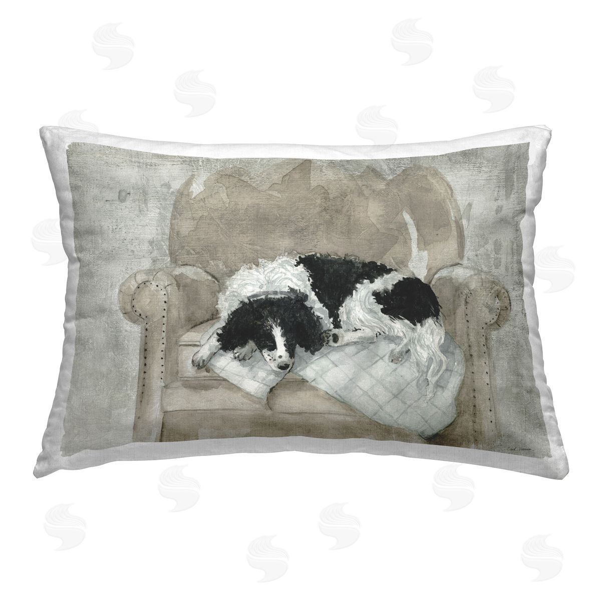 Carol Robinson Border Collie Favorite Chair Printed Plush Polyester Throw Pillow