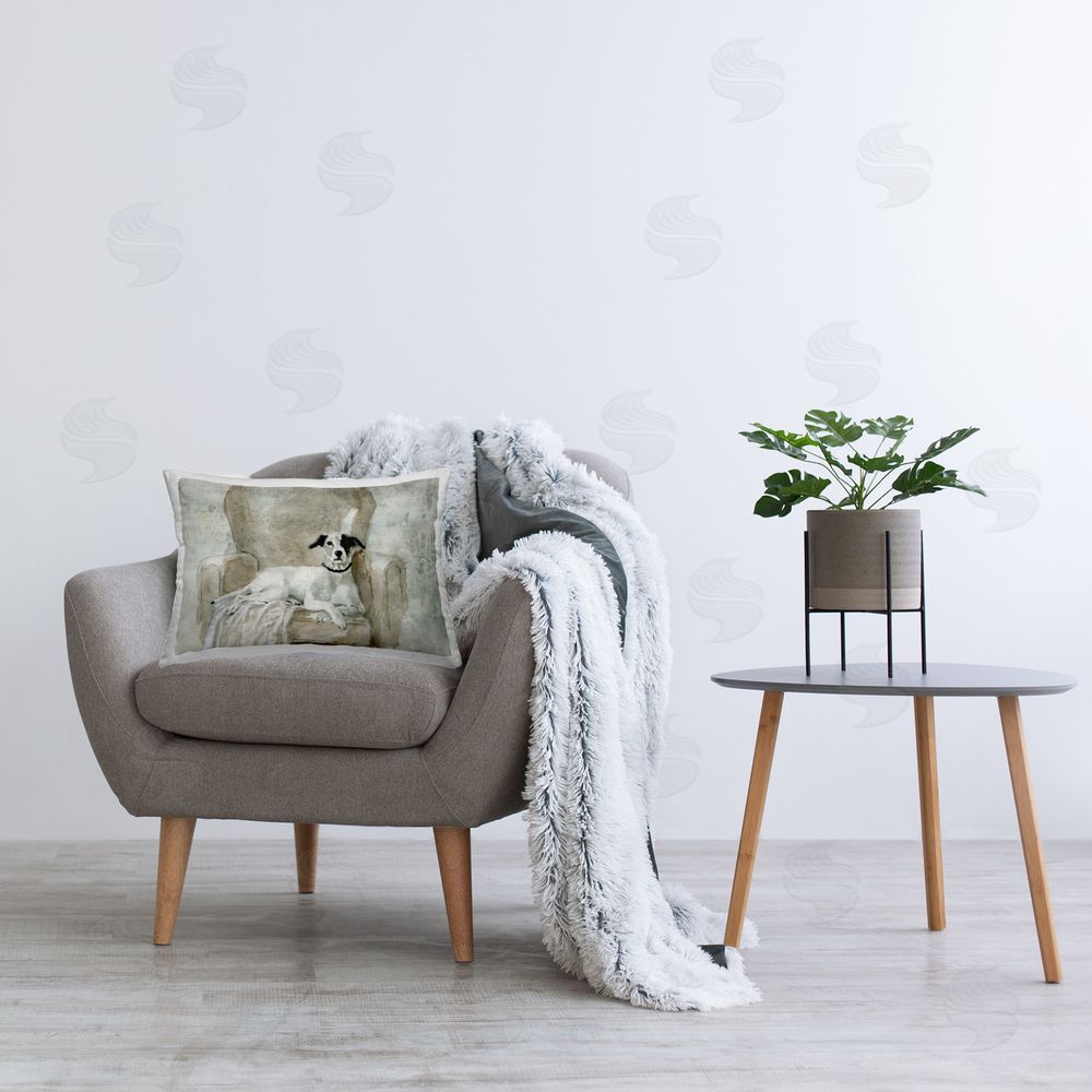 Carol Robinson Family Dog Favorite Chair Printed Plush Polyester Throw Pillow On Chair