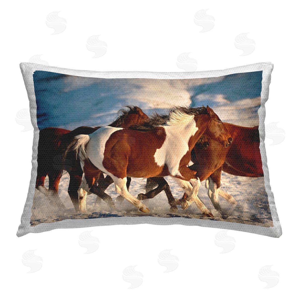 Lisa Dearing Horses Splashing Snow Outdoor Quick-Dry Polyester Printed Throw Pillow