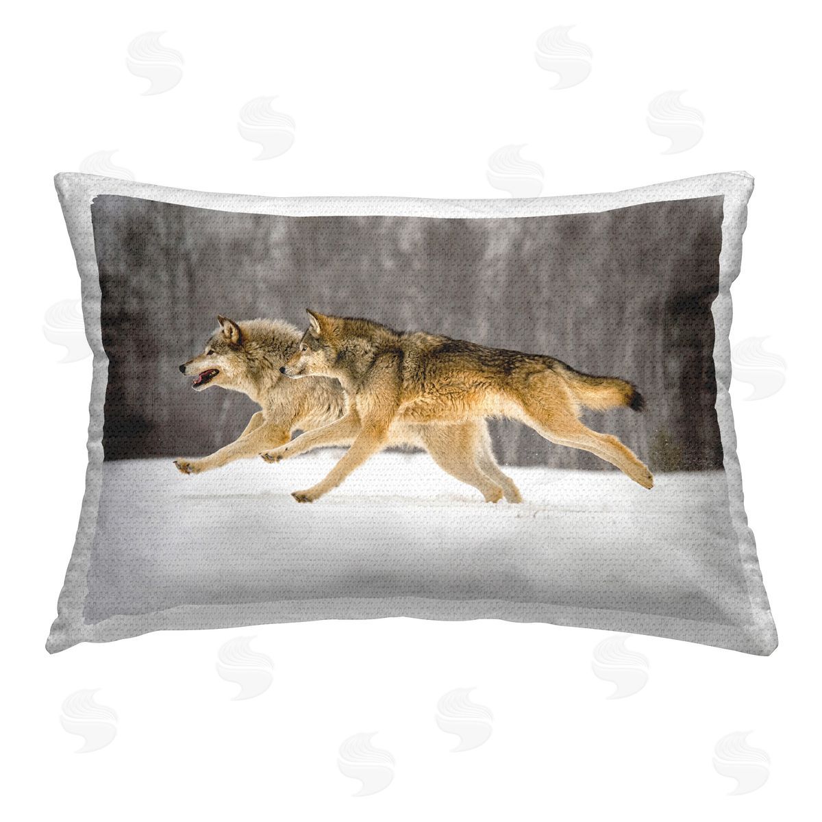 Lisa Dearing Dashing Wolves in Snow Outdoor Quick-Dry Polyester Printed Throw Pillow