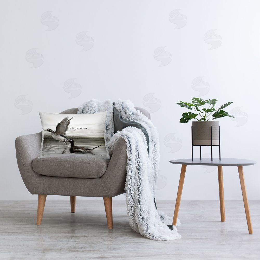 Jadei Graphics Long Tailed Duck Printed Plush Polyester Throw Pillow On Chair
