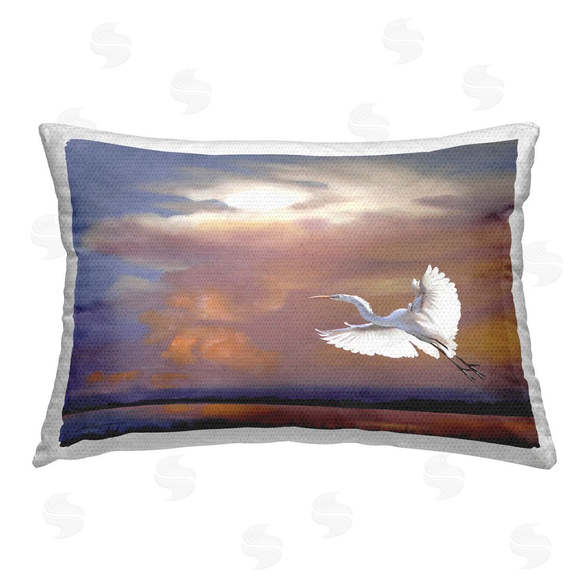 D. Rust Heron Flying with Sunset Outdoor Quick-Dry Polyester Printed Throw Pillow