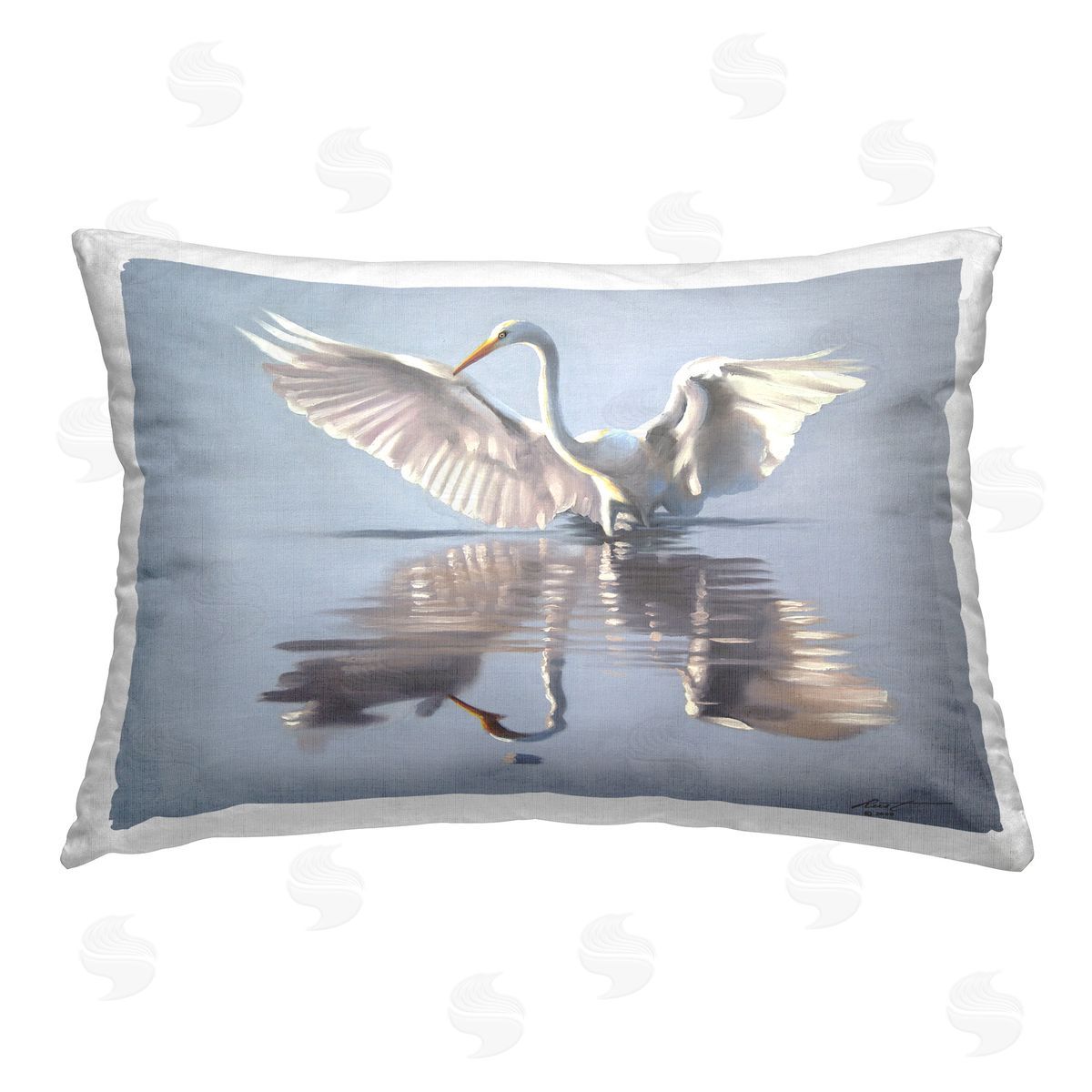 D. Rust Egret with Beautiful Wingspan Printed Plush Polyester Throw Pillow