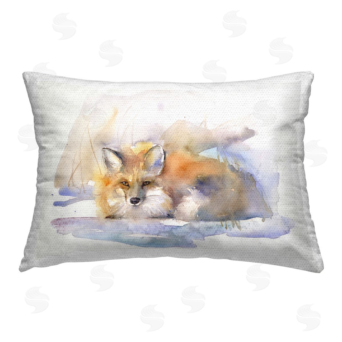 John Keeling Fox Sleeping in Snow Outdoor Quick-Dry Polyester Printed Throw Pillow