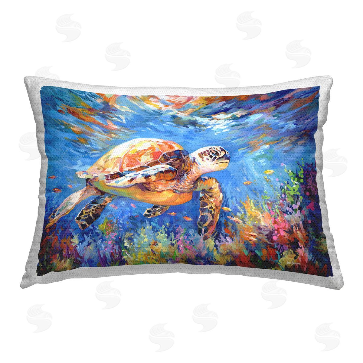 Leon Devenice Sea Turtle's Adventure Outdoor Quick-Dry Polyester Printed Throw Pillow