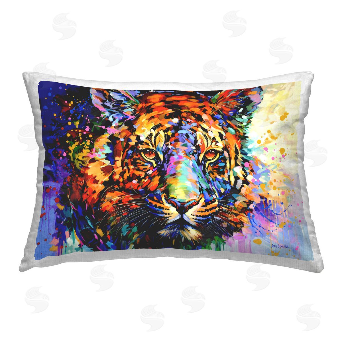 Leon Devenice Tiger's Wild Wonder Printed Plush Polyester Throw Pillow