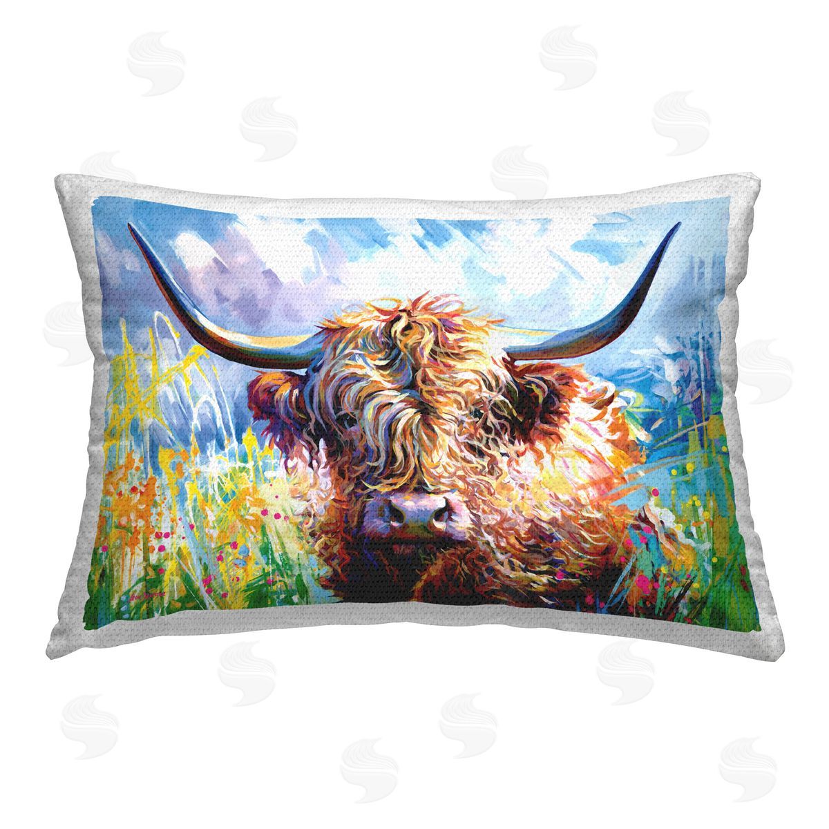 Leon Devenice Long Haired Highland Cattle Outdoor Quick-Dry Polyester Printed Throw Pillow