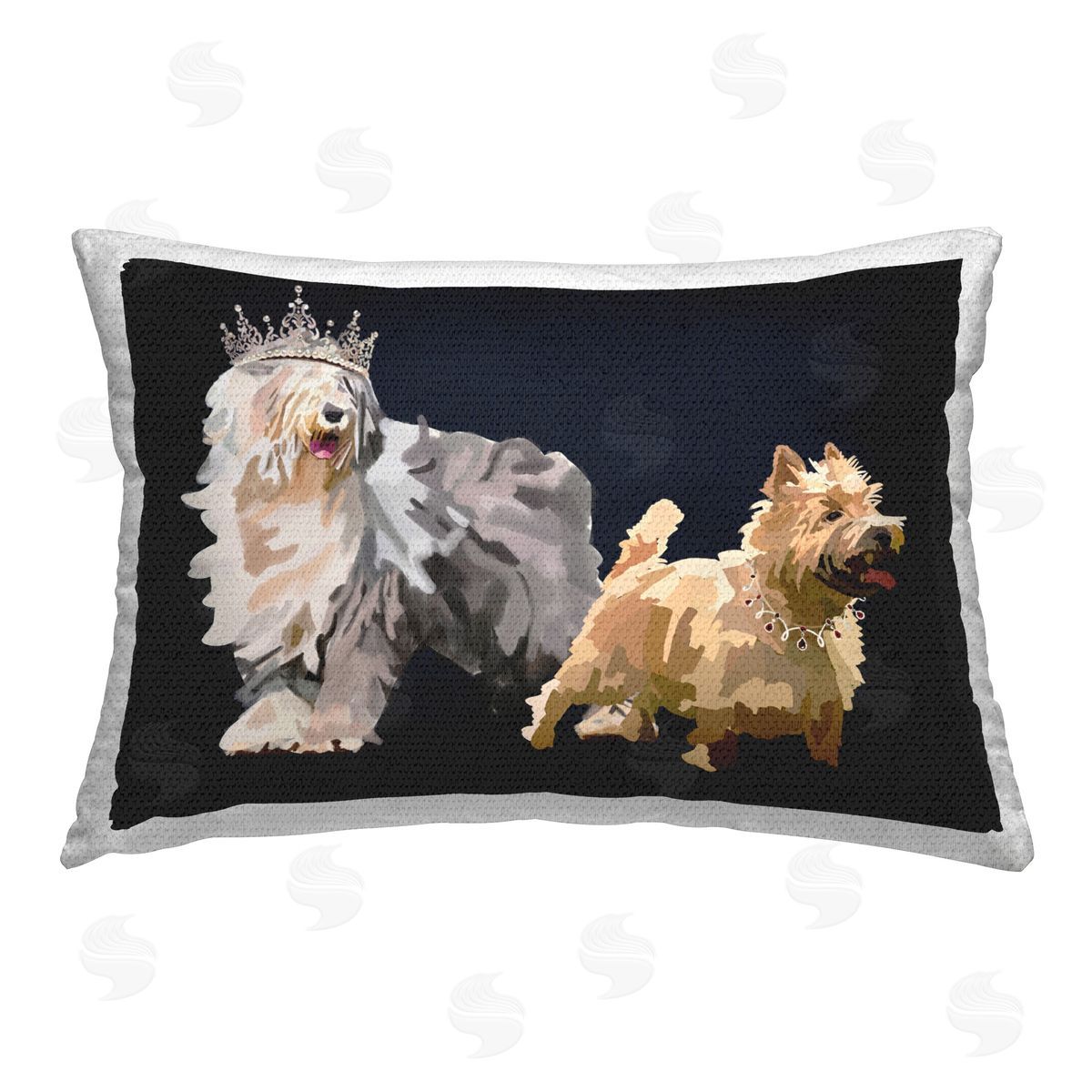 Amelia Noyes Dog Duo with Crowns Outdoor Quick-Dry Polyester Printed Throw Pillow