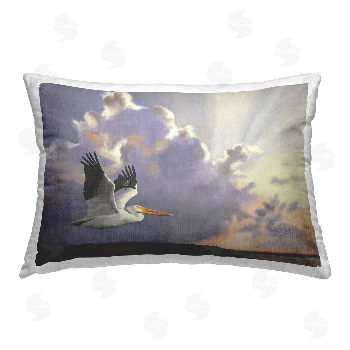 D. Rust Dawn Sunrise Pelican Printed Plush Polyester Throw Pillow