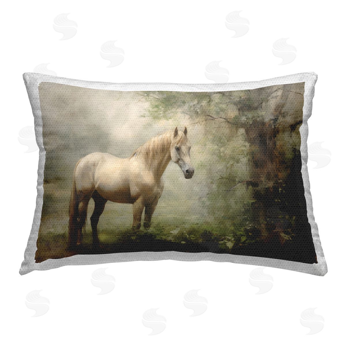 Petal Prints Design Horse in Forest Woods Outdoor Quick-Dry Polyester Printed Throw Pillow
