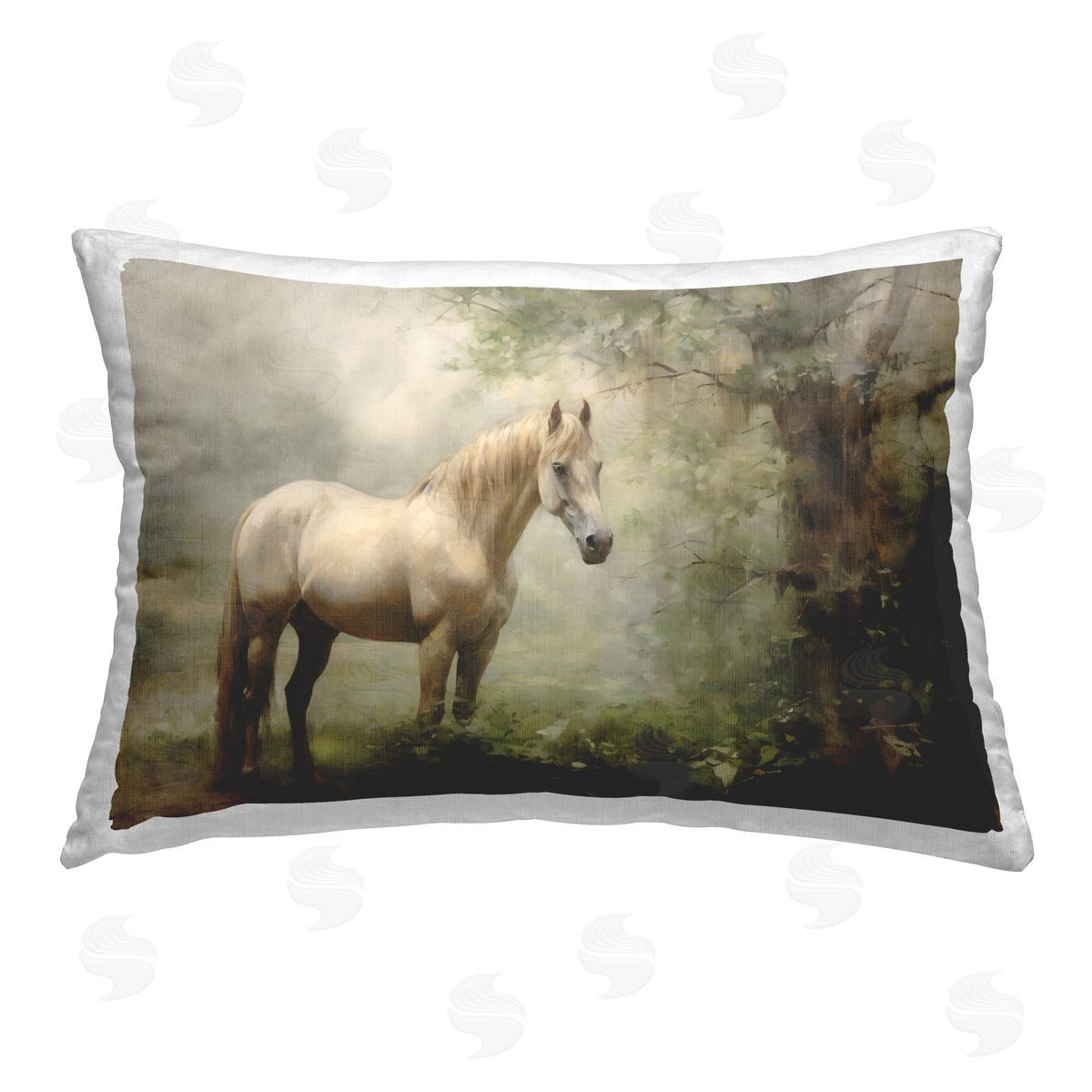 Petal Prints Design Horse in Forest Woods Printed Plush Polyester Throw Pillow